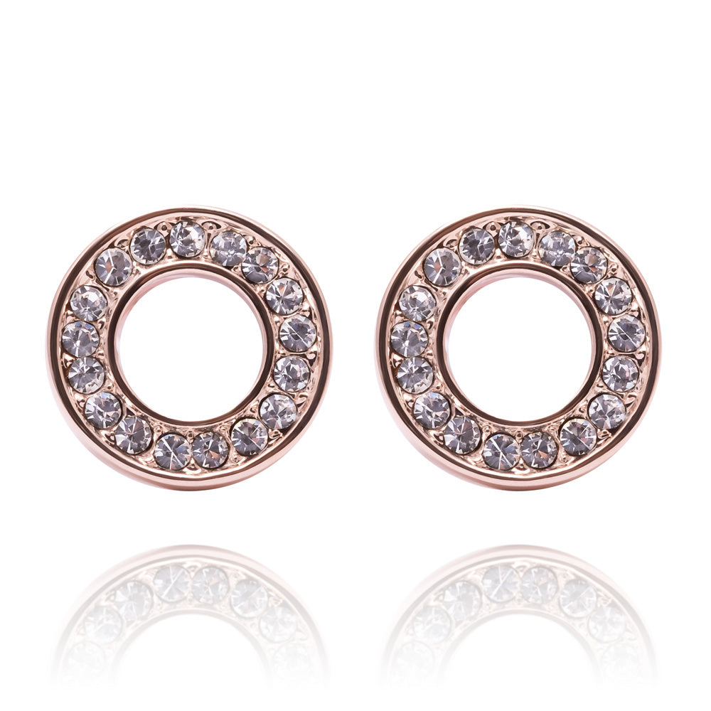 Stud earrings with Czech crystal in Rose gold