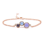 Trio bracelet with rose opal, white opal and clear Czech crystal in Rose gold